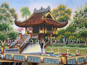 Tranh đá quý chùa một cột nghệ thuật