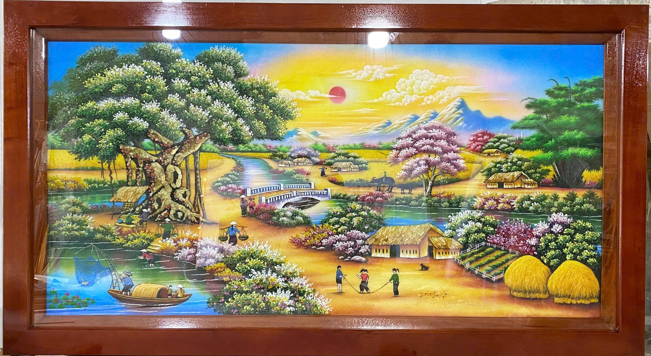 Cách treo tranh đá quý đồng quê