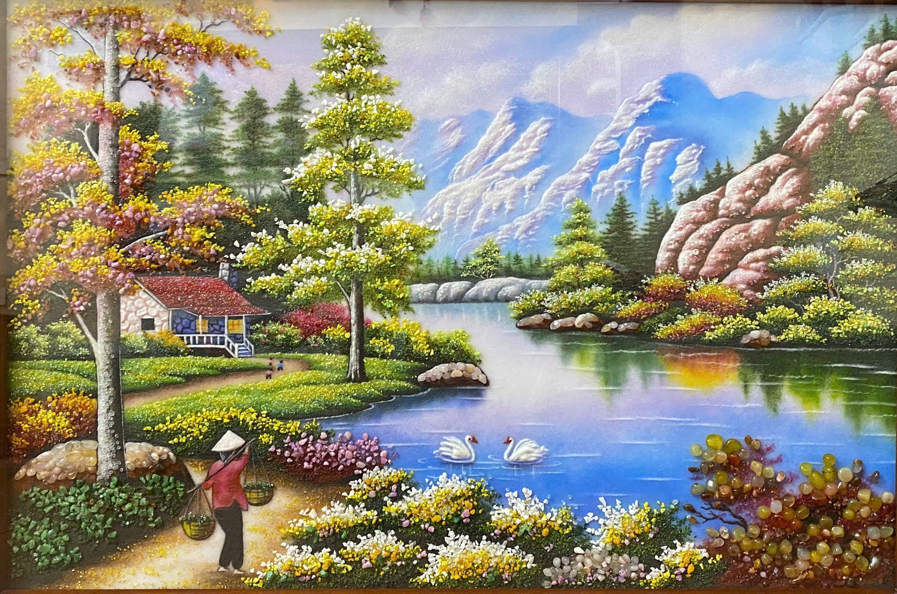 So sánh tranh đá quý và tranh sơn dầu