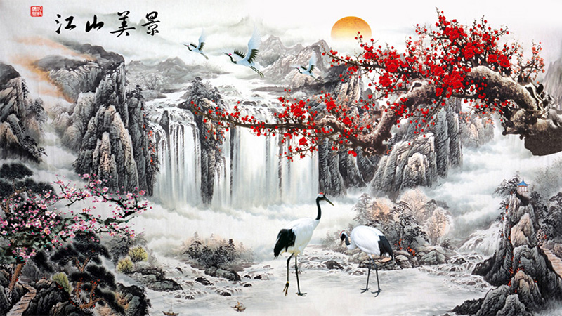 Tranh đá quý thủy mặc cao cấp Tranh đá quý thủy mặc cao cấp