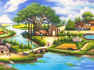 Tranh Sơn Dầu phong cảnh đồng quê tuyệt đẹp