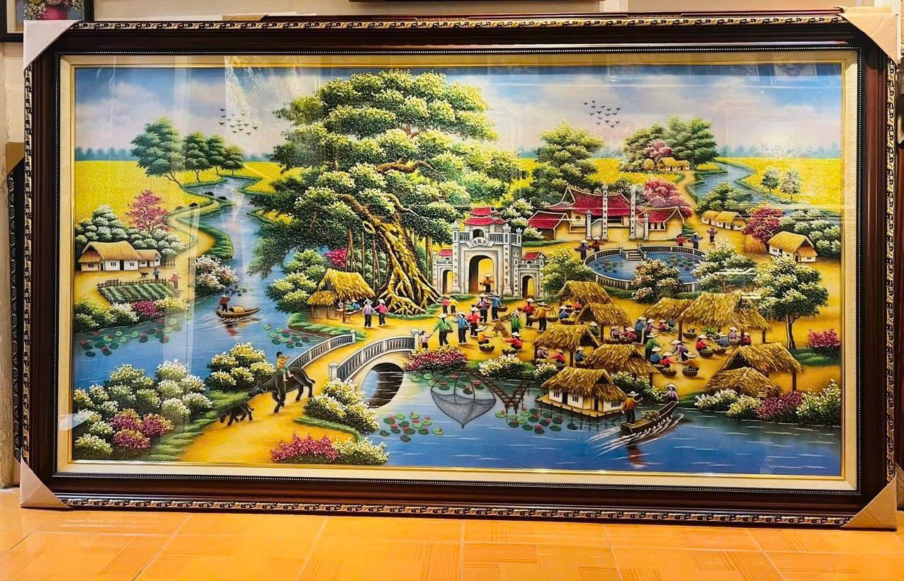 Tranh đá quý đồng quê chợ quê truyền thống Việt Nam Tranh đá quý đồng quê chợ quê truyền thống Việt Nam